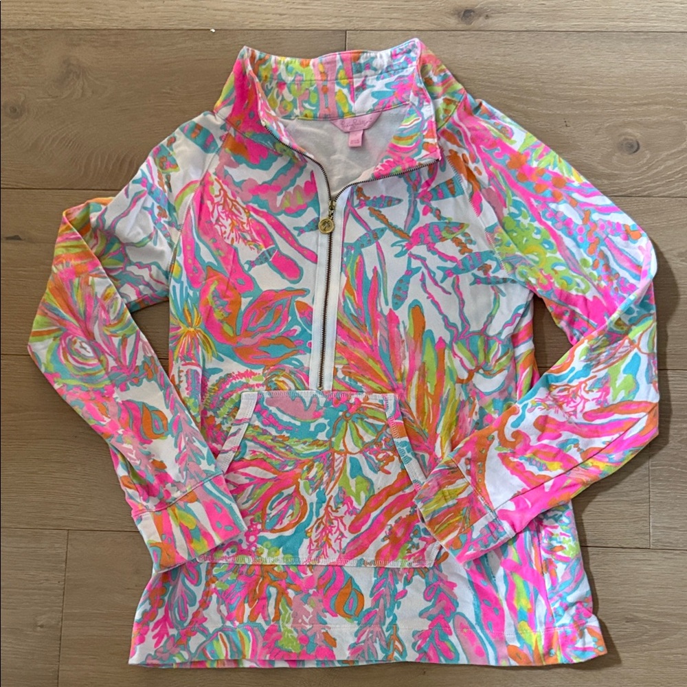 Lilly Pulitzer Colorful Abstract Half-Zip Sweatshirt